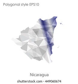Republic of Nicaragua in geometric polygonal style.Abstract gems triangle,modern design background. Vector illustration EPS10