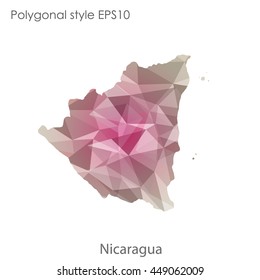 Republic of Nicaragua in geometric polygonal style.Abstract gems triangle,modern design background. Vector illustration EPS10