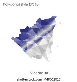 Republic of Nicaragua in geometric polygonal style.Abstract gems triangle,modern design background. Vector illustration EPS10