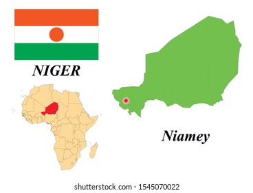 Republic of Niger. The Capital Is Niamey. Contour map. Vector graphics.