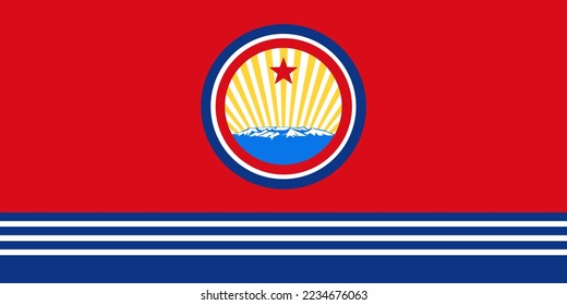 Republic of North Korea navy marine flag vector illustration isolated. Coast army flag. Emblem national symbol of North Korea marine military flag. Aviation of Korea war navy air force flag. war ship.