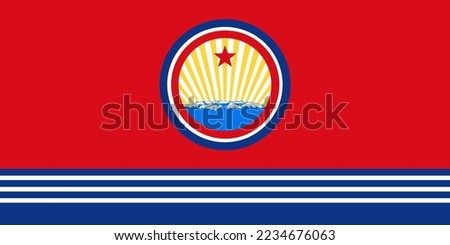 Republic of North Korea navy marine flag vector illustration isolated. Coast army flag. Emblem national symbol of North Korea marine military flag. Aviation of Korea war navy air force flag. war ship.