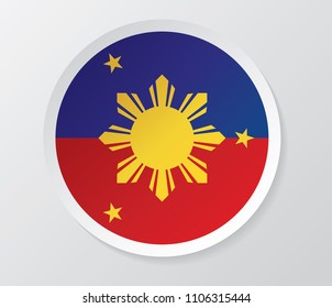 Republic of The Philippines flag with circle shape on white shadow background
