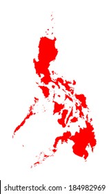 Republic of the Philippines vector map silhouette isolated on white background, high detailed illustration. 