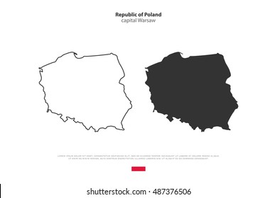 Republic of Poland isolated map and official flag icons. vector Polish political maps icons. Central Europe country geographic banner template