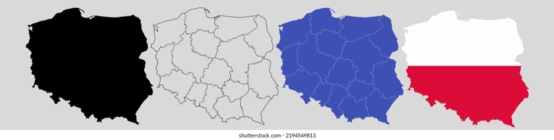 Karte der Republik Polen einzeln auf weißem Hintergrund