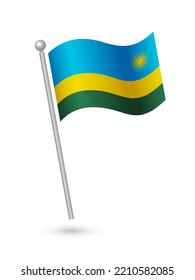 Republic of Rwanda flag on pole waving in the wind vector illustration