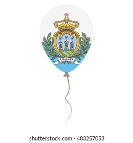Republic of San Marino national colors isolated balloon on white background. Independence day patriotic poster. Flat style National day vector illustration.