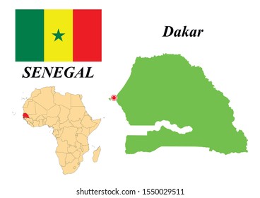 Republic of senegal. The Capital Is Dakar. Contour map. Vector graphics.