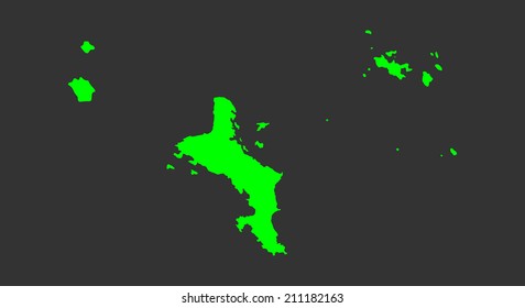 Republic of Seychelles vector map silhouette high detailed illustration isolated on black background. 