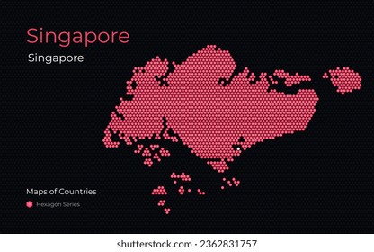 Republic of Singapore, creative vector  map. Maps of Countries. Singapore, Hexagon Series.