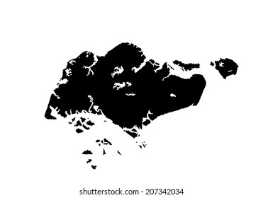 Republic of Singapore vector map silhouette isolated on white background. High detailed illustration. Asia country.