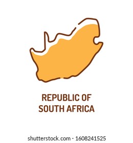 Republic Of South Africa Map Color Line Icon. Border Of The Country. Pictogram For Web Page, Mobile App, Promo. UI UX GUI Design Element. Editable Stroke.