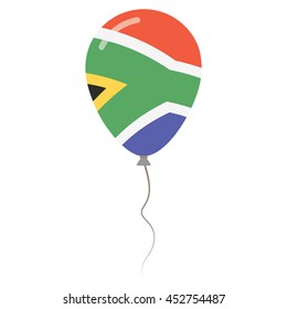 Republic of South Africa national colors isolated baloon on white background. Independence day patriotic poster. Flat style flag balloon. National day vector illustration.