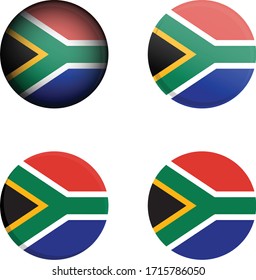 Republic of South Africa Round Country Flag in different styles disc badge vector illustration