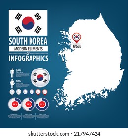 Republic of the South Korea. flag. Travel vector Illustration. infographic world travel