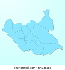 Republic of South Sudan blue map on degraded background vector