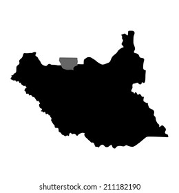 Republic of South Sudan vector map silhouette high detailed illustration isolated on white background. 