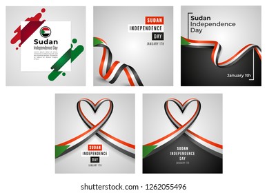 Republic of the Sudan Independence Day Vector Template Design Illustration Set