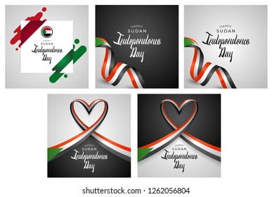 Republic of the Sudan Independence Day Vector Template Design Illustration Set