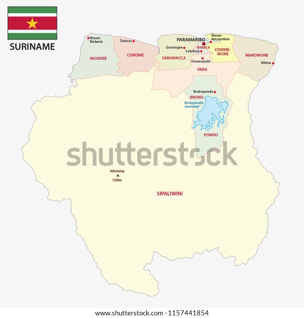 Republic Suriname Administrative Political Vector Map   Republic Suriname Administrative Political Vector 600w 1157441854 