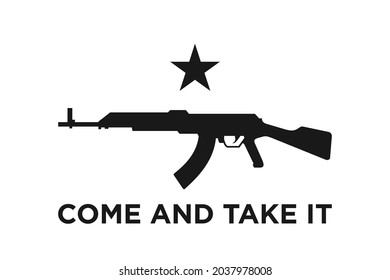 Republic Of Texas Flag. Come And Take It. Gun And Lonely Star.