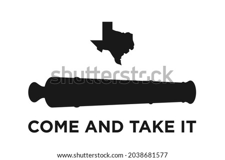 Republic of Texas Flag. Come and Take it. Canon, and Texas Map.