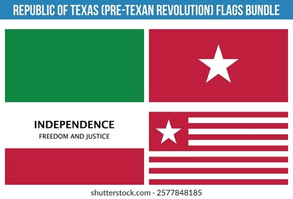 Republic of Texas (Pre-Texan Revolution) Flags Bundle Vector Illustration Premium Quality