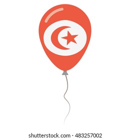 Republic of Tunisia national colors isolated balloon on white background. Independence day patriotic poster. Flat style National day vector illustration.