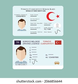 Republic of Turkey identity card and driving license vector work