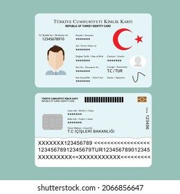 Republic Of Turkey Identity Card Front Back Vector Work