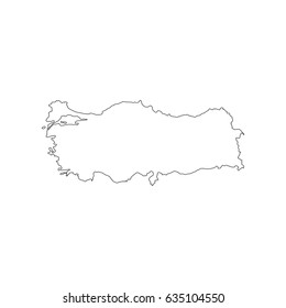 Republic of Turkey map on the white background. Vector illustration