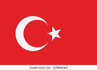 Republic of Turkey national flag. Vector eps 10 illustration. Featuring a crescent and star on red background. 