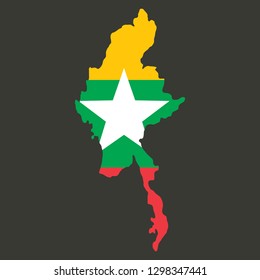Republic of the Union of Myanmar ( flag and map ) ( transportation and tourism concept )