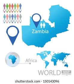 Republic of Zambia. World Map. vector Illustration.