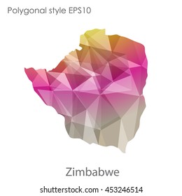 Republic of Zimbabwe map in geometric polygonal style.Abstract gems triangle,modern design background. Vector illustration EPS10