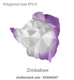 Republic of Zimbabwe map in geometric polygonal style.Abstract gems triangle,modern design background. Vector illustration EPS10