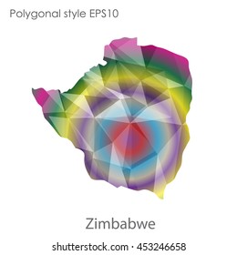 Republic of Zimbabwe map in geometric polygonal style.Abstract gems triangle,modern design background. Vector illustration EPS10