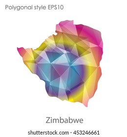 Republic of Zimbabwe map in geometric polygonal style.Abstract gems triangle,modern design background. Vector illustration EPS10