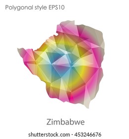 Republic of Zimbabwe map in geometric polygonal style.Abstract gems triangle,modern design background. Vector illustration EPS10