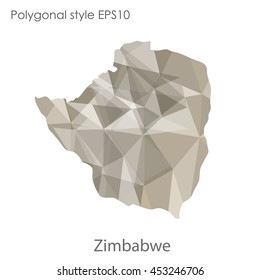 Republic of Zimbabwe map in geometric polygonal style.Abstract gems triangle,modern design background. Vector illustration EPS10