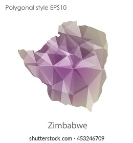 Republic of Zimbabwe map in geometric polygonal style.Abstract gems triangle,modern design background. Vector illustration EPS10
