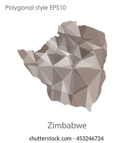 Republic of Zimbabwe map in geometric polygonal style.Abstract gems triangle,modern design background. Vector illustration EPS10