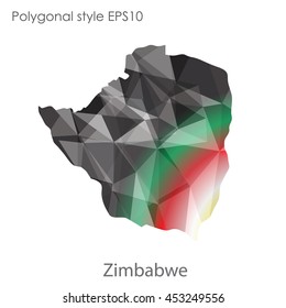 Republic of Zimbabwe map in geometric polygonal style.Abstract gems triangle,modern design background. Vector illustration EPS10