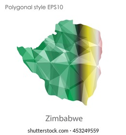 Republic of Zimbabwe map in geometric polygonal style.Abstract gems triangle,modern design background. Vector illustration EPS10