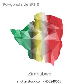 Republic of Zimbabwe map in geometric polygonal style.Abstract gems triangle,modern design background. Vector illustration EPS10