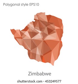 Republic of Zimbabwe map in geometric polygonal style.Abstract gems triangle,modern design background. Vector illustration EPS10
