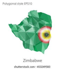 Republic of Zimbabwe map in geometric polygonal style.Abstract gems triangle,modern design background. Vector illustration EPS10