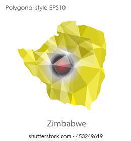 Republic of Zimbabwe map in geometric polygonal style.Abstract gems triangle,modern design background. Vector illustration EPS10