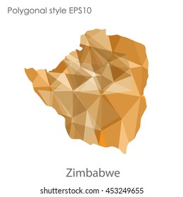 Republic of Zimbabwe map in geometric polygonal style.Abstract gems triangle,modern design background. Vector illustration EPS10